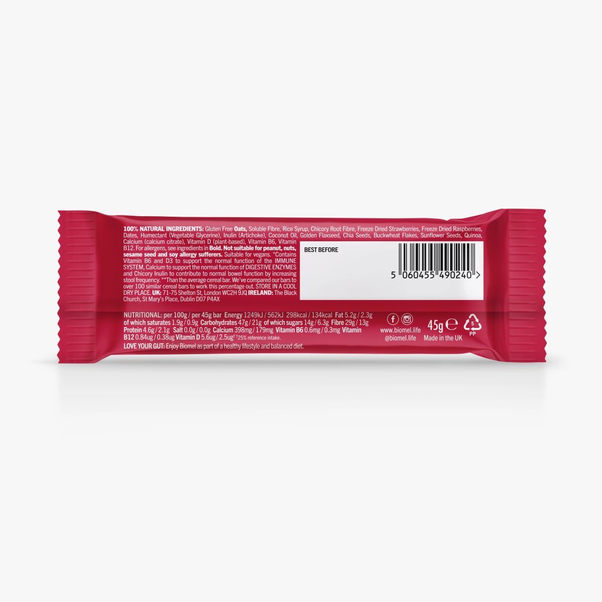 Red Berry bar — back of pack