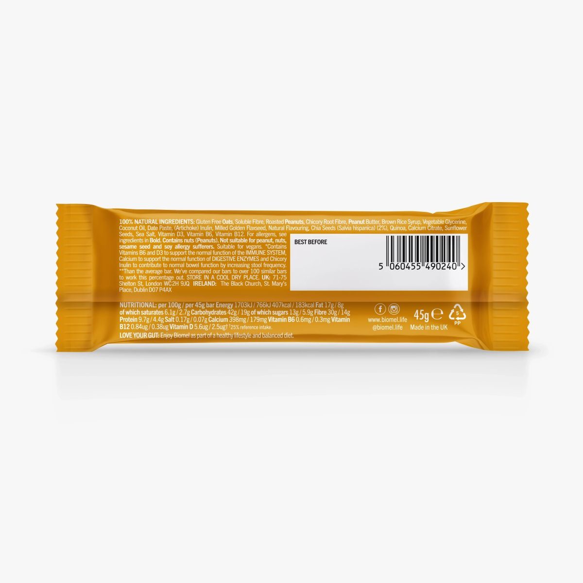 Peanut Butter bar — back of pack