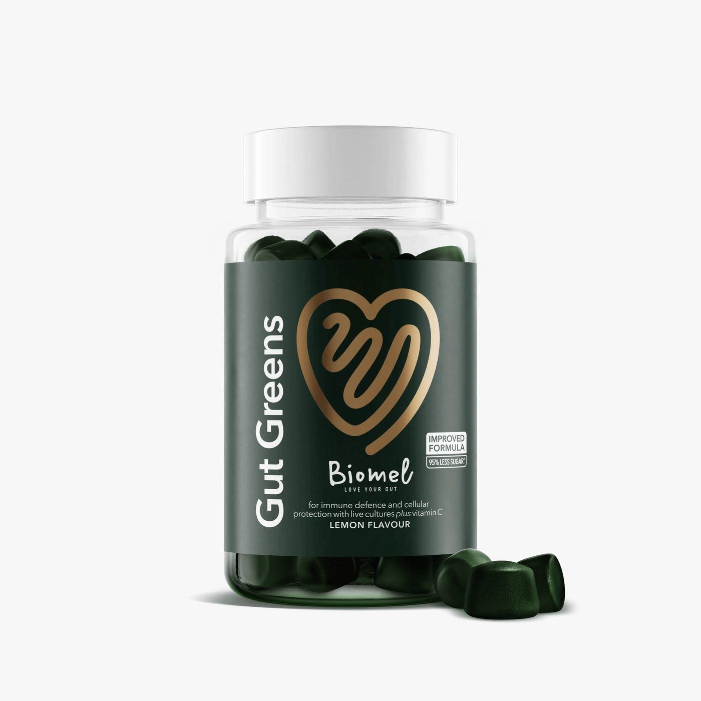 Biomel Gut Greens Gummies — improved formula, 95% less sugar